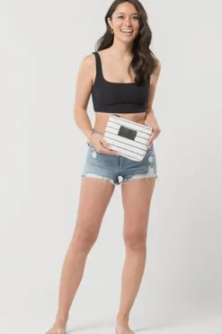 Travel|Bags|Aloha Pinstripe Small Pouch White/black