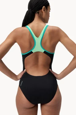 One Pieces|Speedo Placement Laneback One Piece Black/turquoise