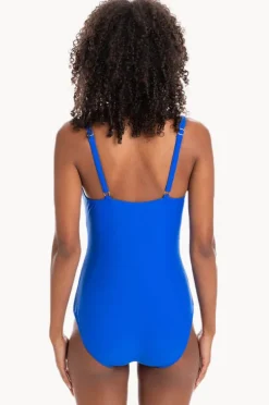 One Pieces|Togs Swimwear Plain Binded V Neck One Piece Cobalt