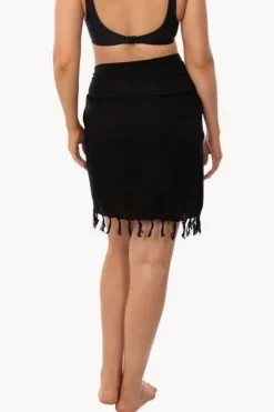 Sarongs|Sundrenched Plain Short Tie Sarong BLACK