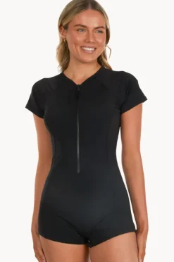 Rashies & Sunsuits|Base Swim Plain Boyleg Sunsuit BLACK