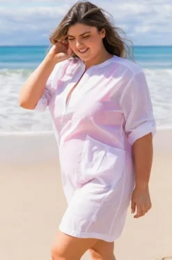 Overswim|Capriosca Plain Cotton Overshirt White