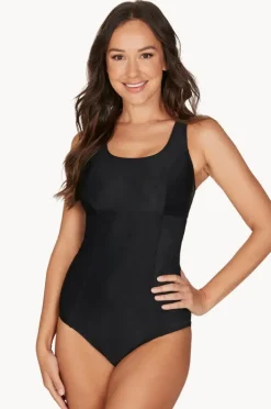 One Pieces|Nip Tuck Plain Dawn One Piece BLACK