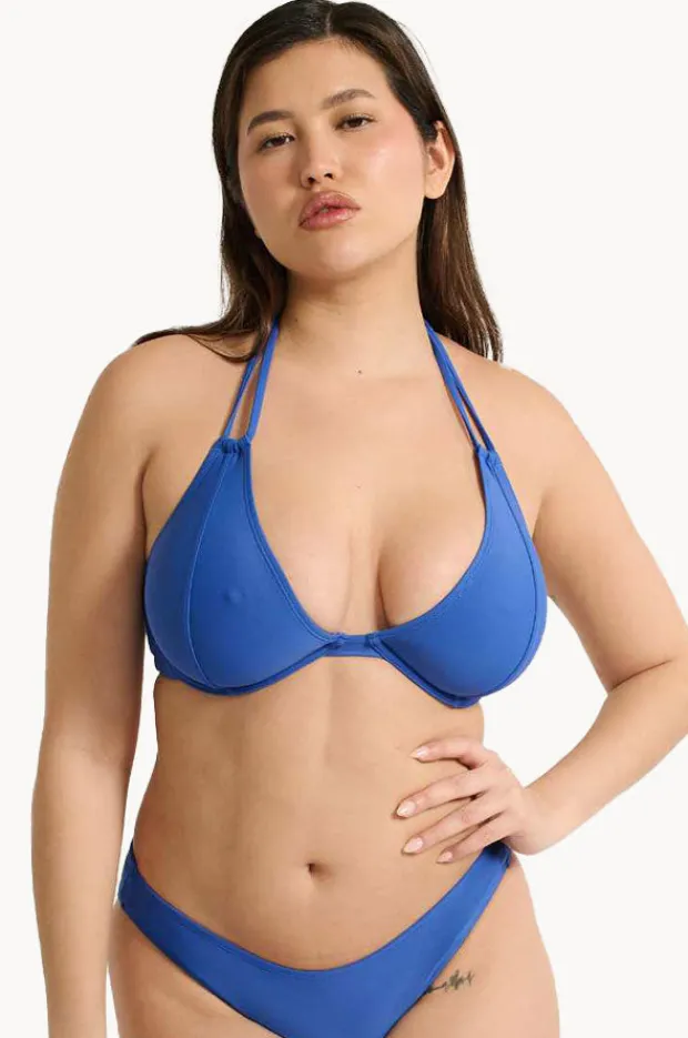 Bikini Tops|Raq Apparel Plain FF/G Cup Underwire Halter Cobalt