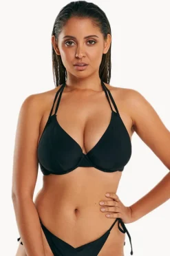Bikini Tops|Raq Apparel Plain GG/H Cup Underwire Halter BLACK