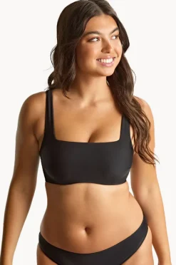 Bikini Tops|Panache Plain Gina H Cup Square Neck Crop Black