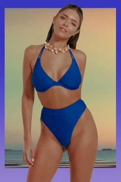 Bottoms|Raq Apparel Plain High Leg Brief Cobalt