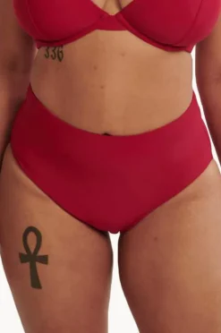 Bottoms|Raq Apparel Plain High Waist Full Brief Lipstick