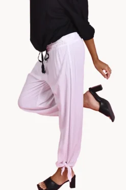 Pants|Go Girl Plain Long Rouched Tie Pants White