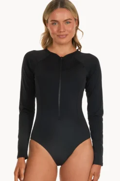 Rashies & Sunsuits|Base Swim Plain Long Sleeve Sunsuit BLACK
