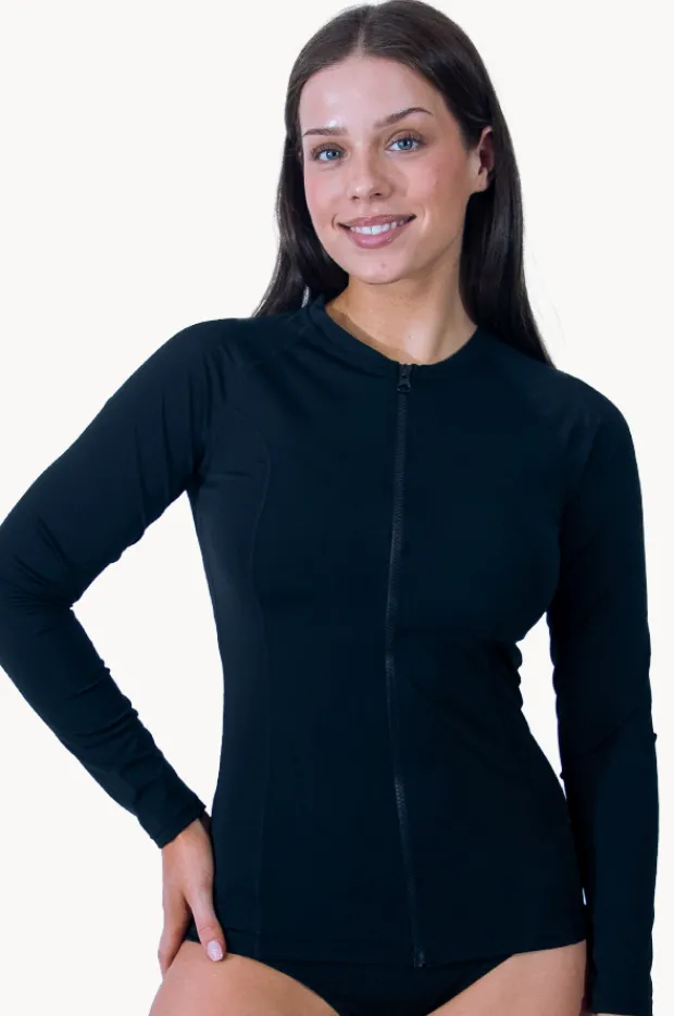Rashies & Sunsuits|Base Swim Plain Long Sleeve Suntop Black