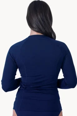 Rashies & Sunsuits|Base Swim Plain Long Sleeve Suntop Navy