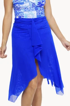Sarongs|Togs Swimwear Plain Mesh Frill Skirt Cobalt