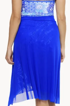 Sarongs|Togs Swimwear Plain Mesh Frill Skirt Cobalt
