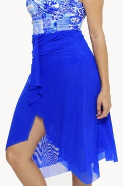 Sarongs|Togs Swimwear Plain Mesh Frill Skirt Cobalt