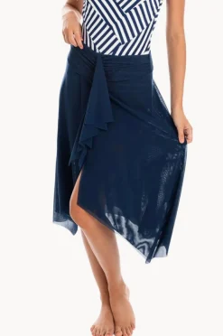 Sarongs|Togs Swimwear Plain Mesh Frill Skirt Navy
