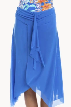 Sarongs|Togs Swimwear Plain Mesh Frill Skirt Cornflower