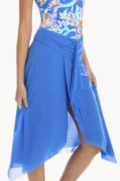 Sarongs|Togs Swimwear Plain Mesh Frill Skirt Cornflower