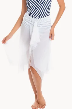 Sarongs|Togs Swimwear Plain Mesh Frill Skirt White