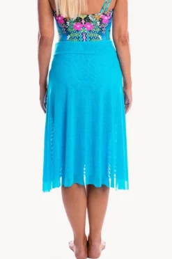 Sarongs|Togs Swimwear Plain Mesh Frill Skirt Turquoise