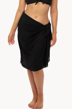 Sarongs|Capriosca Plain Mesh Long Sarong Black