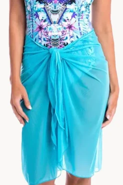 Sarongs|Togs Swimwear Plain Mesh Sarong Turquoise