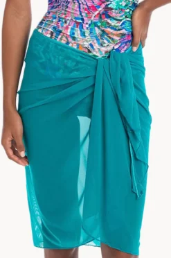 Sarongs|Togs Swimwear Plain Mesh Sarong Teal