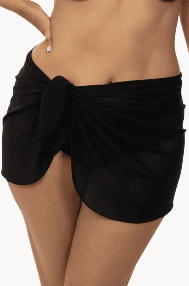 Sarongs|Capriosca Plain Mesh Short Sarong Black