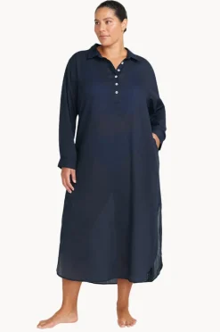 Overswim|Artesands Plain Monteverdi Maxi Overshirt Navy