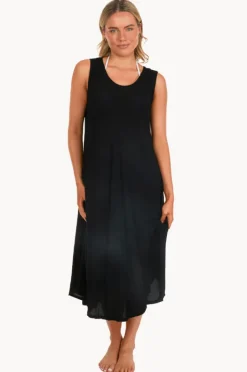 Dresses|Sundrenched Plain Niche Dress Black