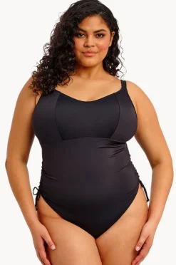 One Pieces|Elomi Swimwear Plain Sailing H Cup Adjustable Side One Piece BLACK