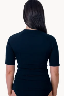 Rashies & Sunsuits|Base Swim Plain Short Sleeve Suntop Black
