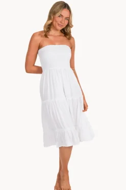 Dresses|Go Girl Plain Tiered Ruched Dress White