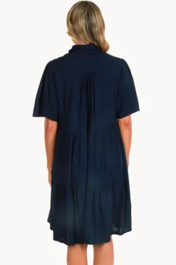 Dresses|Go Girl Plain Victoria Button Front Dress Navy