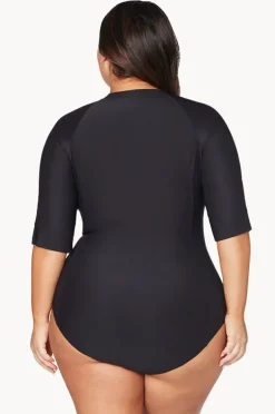 Rashies & Sunsuits|Artesands Plains Short Sleeve Zip Sunsuit Black