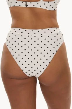 Bottoms|Raq Apparel Polka Dot High Leg Brief Cream