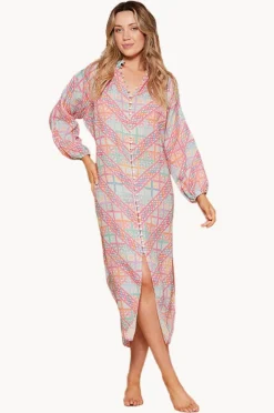 Dresses|Tigerlily Pomona Lorena Maxi Shirt Dress Multi Geo