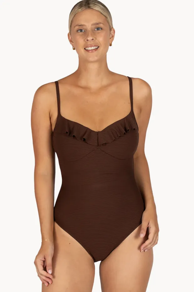 One Pieces|Baku Positano D/DD Cup Frill One Piece Mocha