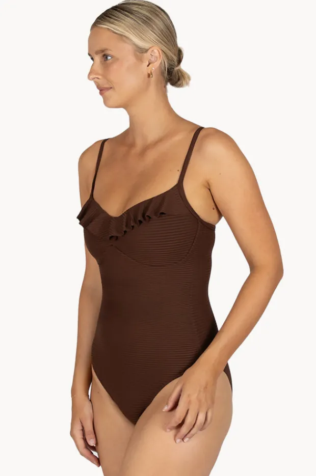 One Pieces|Baku Positano D/DD Cup Frill One Piece Mocha