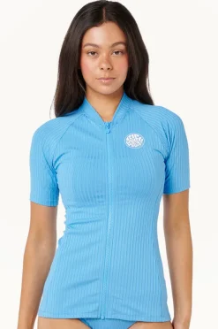 Rashies & Sunsuits|Rip Curl Premium Surf Zip Suntop Azure