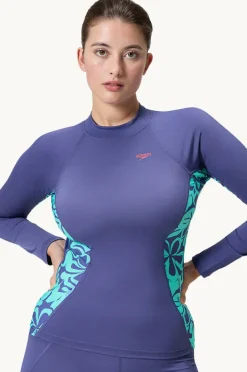 Rashies & Sunsuits|Speedo Printed Long Sleeve Suntop Blue