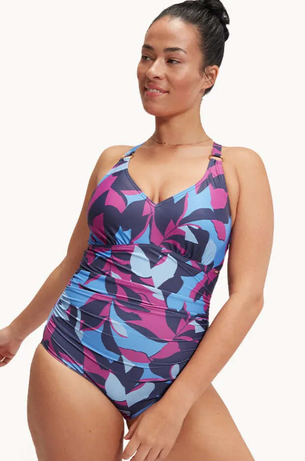 One Pieces|Speedo Printed Shaping V Neck One Piece Blue/purple