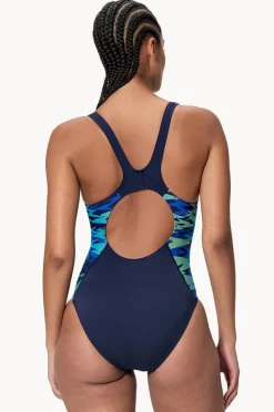 One Pieces|Speedo Printed Splice Muscleback One Piece Peacoat