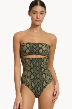 One Pieces|Jets Python Splice Bandeau One Piece Olive