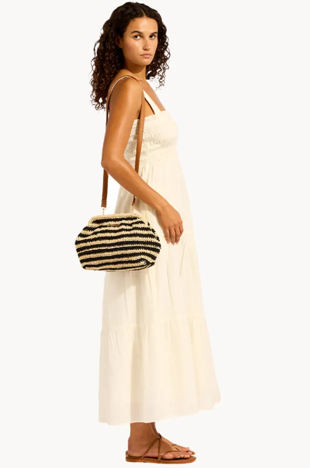 Travel|Bags|Seafolly Raffia Stripe Pouch Bag Black/Natural