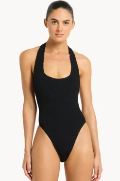 One Pieces|Bond-eye Recycled Ava Halter One Piece BLACK