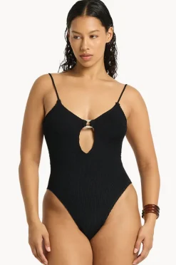 One Pieces|Bond-eye Recycled Ring Arden One Piece BLACK