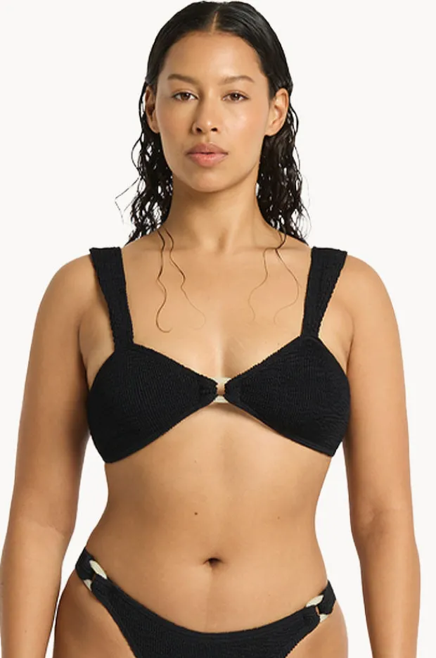 Bikini Tops|Bond-eye Recycled Ring Delphi Crop Black