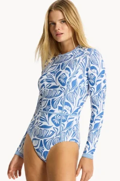 Rashies & Sunsuits|Sea Level Reef Long Sleeve Sunsuit Denim