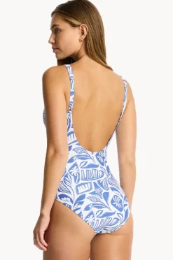 One Pieces|Sea Level Reef Scoop Back Panel Line One Piece Denim
